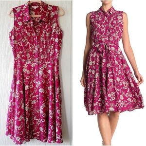 Nanette Lepore Floral Button Up Shirt Dress Women Sz 2 Garden Forest Fairy Flowy